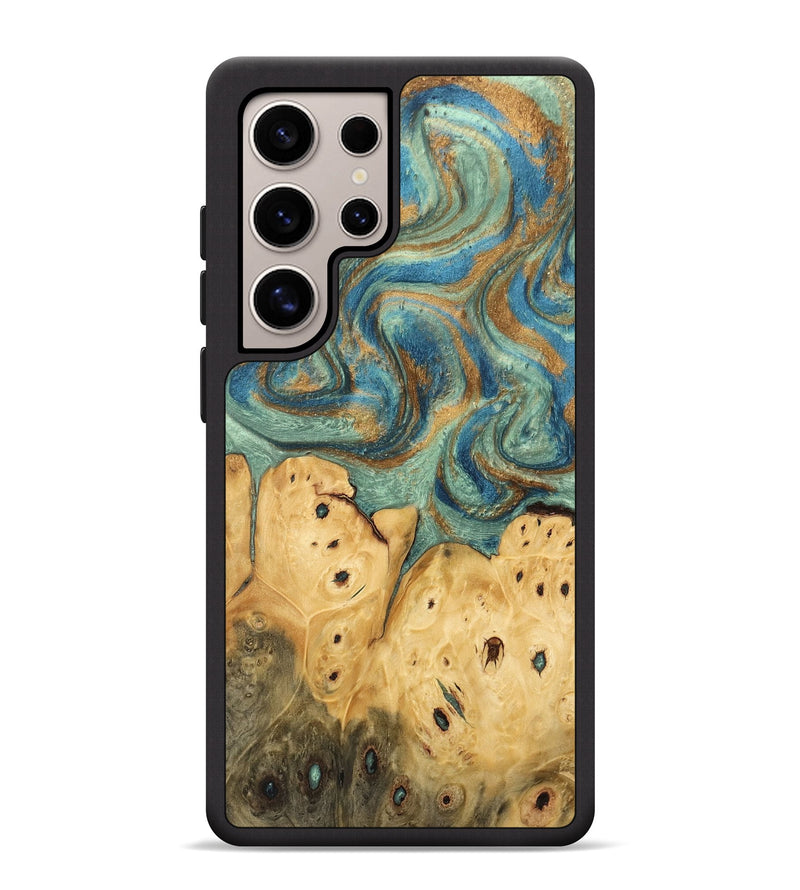 Galaxy S25 Ultra Wood Phone Case - Velva (Teal & Gold, 745964)