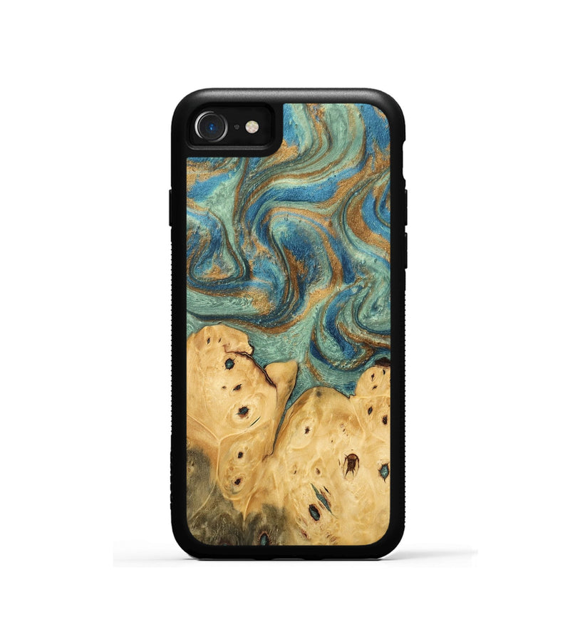 iPhone SE Wood Phone Case - Velva (Teal & Gold, 745964)