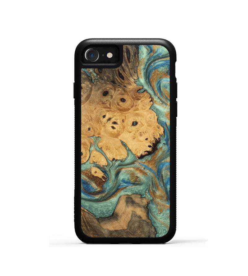 iPhone SE Wood Phone Case - Evalyn (Teal & Gold, 745965)