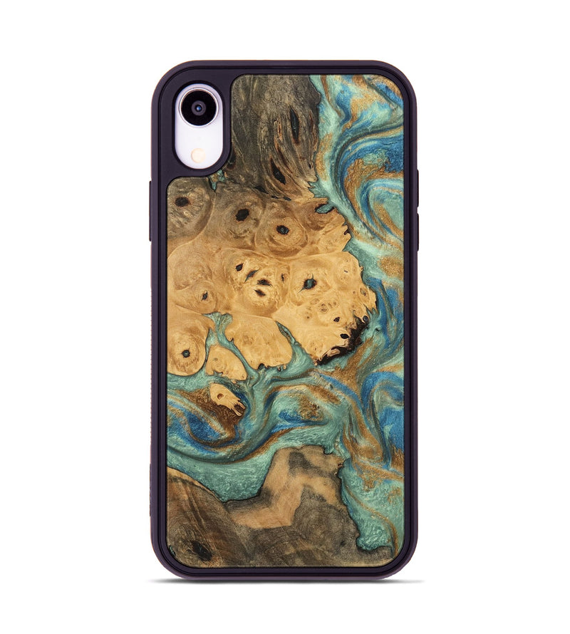 iPhone Xr Wood Phone Case - Evalyn (Teal & Gold, 745965)