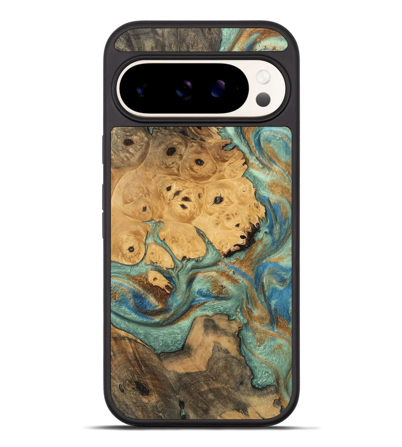 Pixel 9 Pro XL Wood Phone Case - Evalyn (Teal & Gold, 745965)