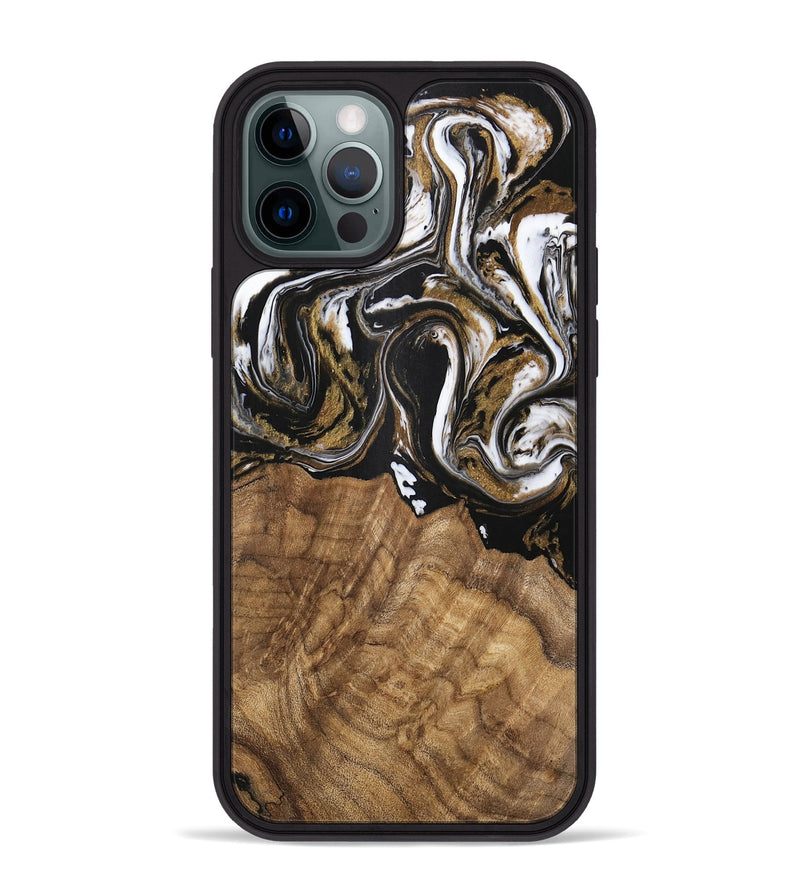 iPhone 12 Pro Max Wood Phone Case - Paulina (Black & White, 745967)