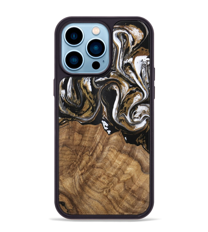 iPhone 14 Pro Max Wood Phone Case - Paulina (Black & White, 745967)