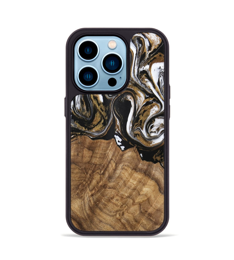 iPhone 14 Pro Wood Phone Case - Paulina (Black & White, 745967)