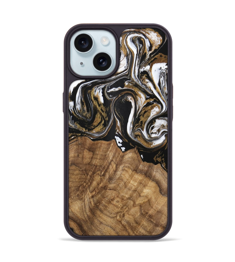 iPhone 15 Wood Phone Case - Paulina (Black & White, 745967)