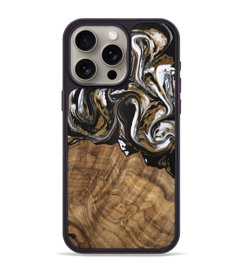 iPhone 15 Pro Max Wood Phone Case - Paulina (Black & White, 745967)