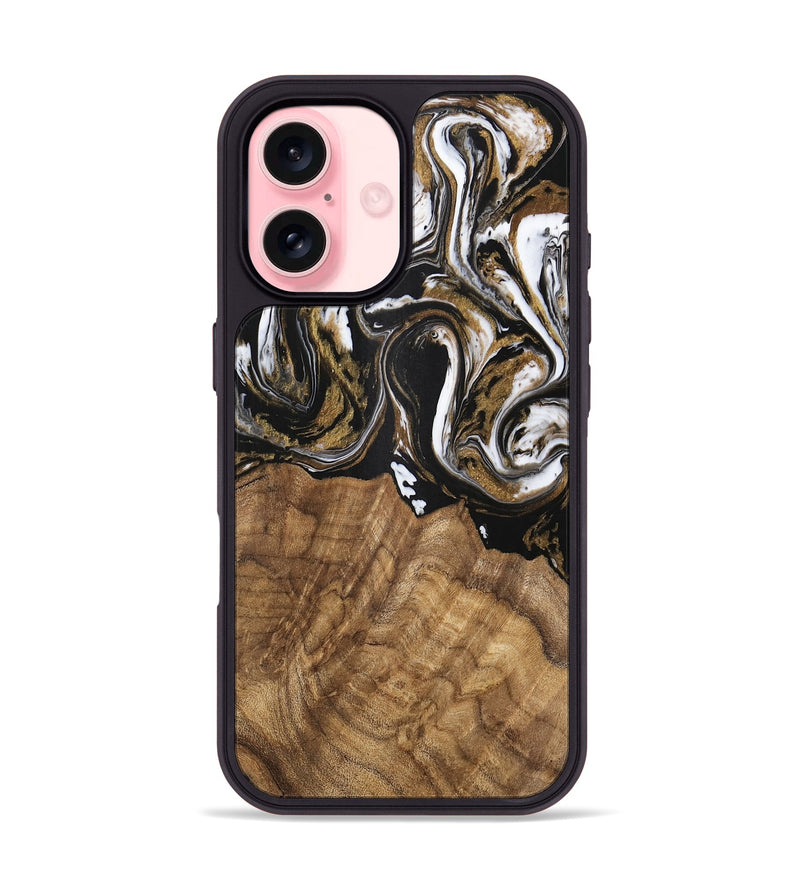 iPhone 16 Wood Phone Case - Paulina (Black & White, 745967)