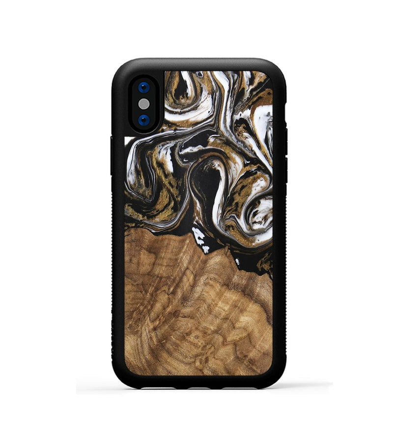 iPhone Xs Wood Phone Case - Paulina (Black & White, 745967)