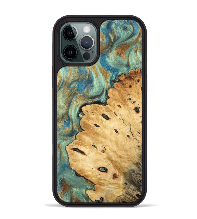 iPhone 12 Pro Max Wood Phone Case - Helena (Teal & Gold, 745969)