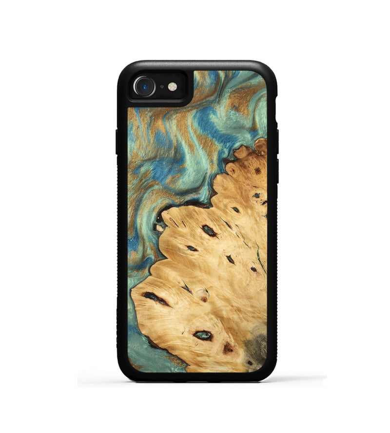 iPhone SE Wood Phone Case - Helena (Teal & Gold, 745969)