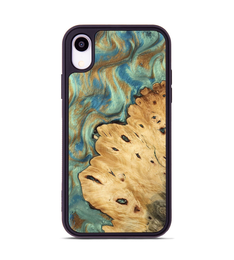 iPhone Xr Wood Phone Case - Helena (Teal & Gold, 745969)