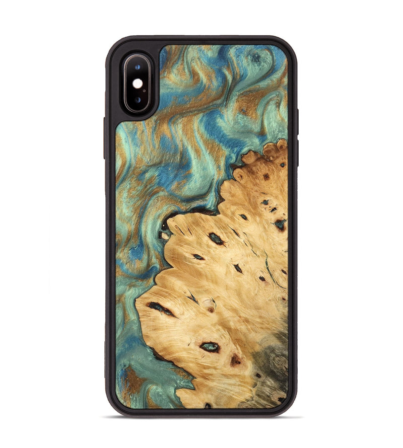 iPhone Xs Max Wood Phone Case - Helena (Teal & Gold, 745969)