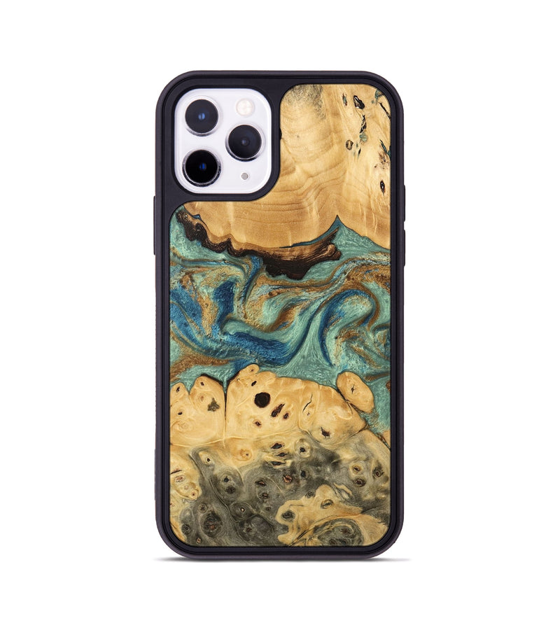 iPhone 11 Pro Wood Phone Case - Carla (Teal & Gold, 745970)