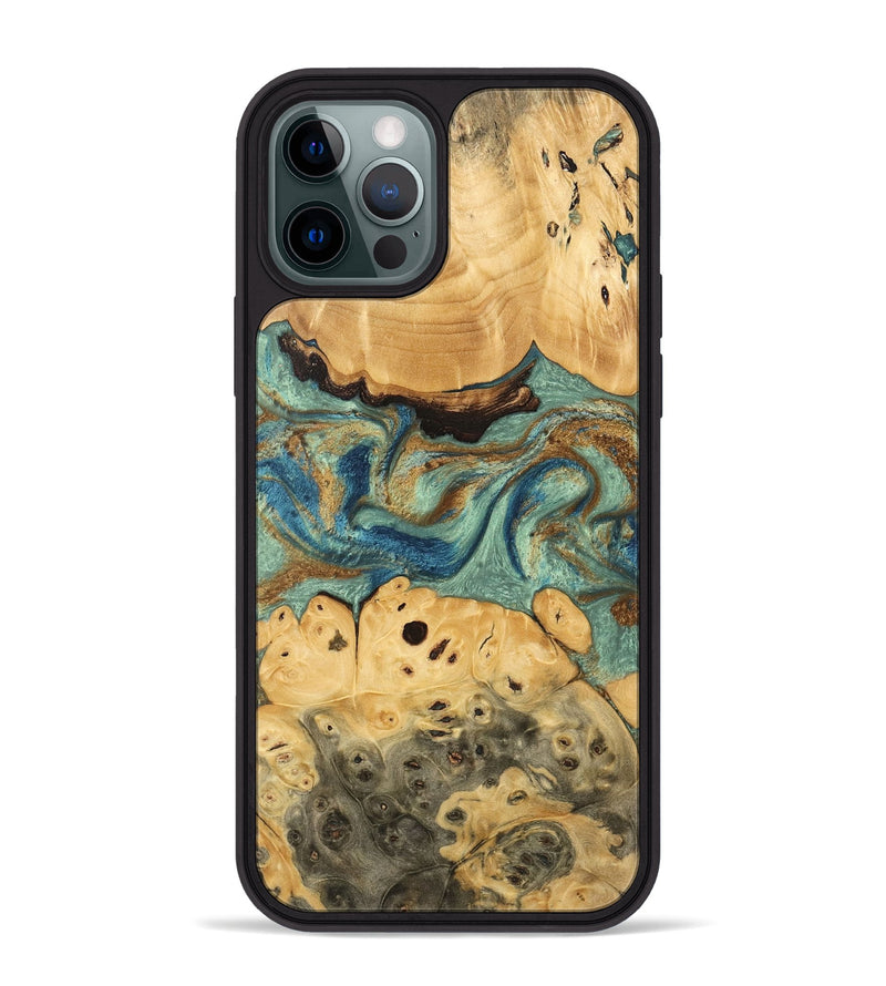 iPhone 12 Pro Max Wood Phone Case - Carla (Teal & Gold, 745970)