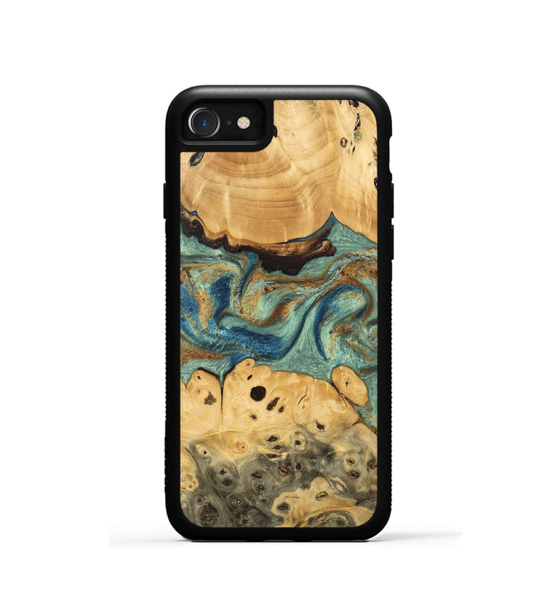 iPhone SE Wood Phone Case - Carla (Teal & Gold, 745970)