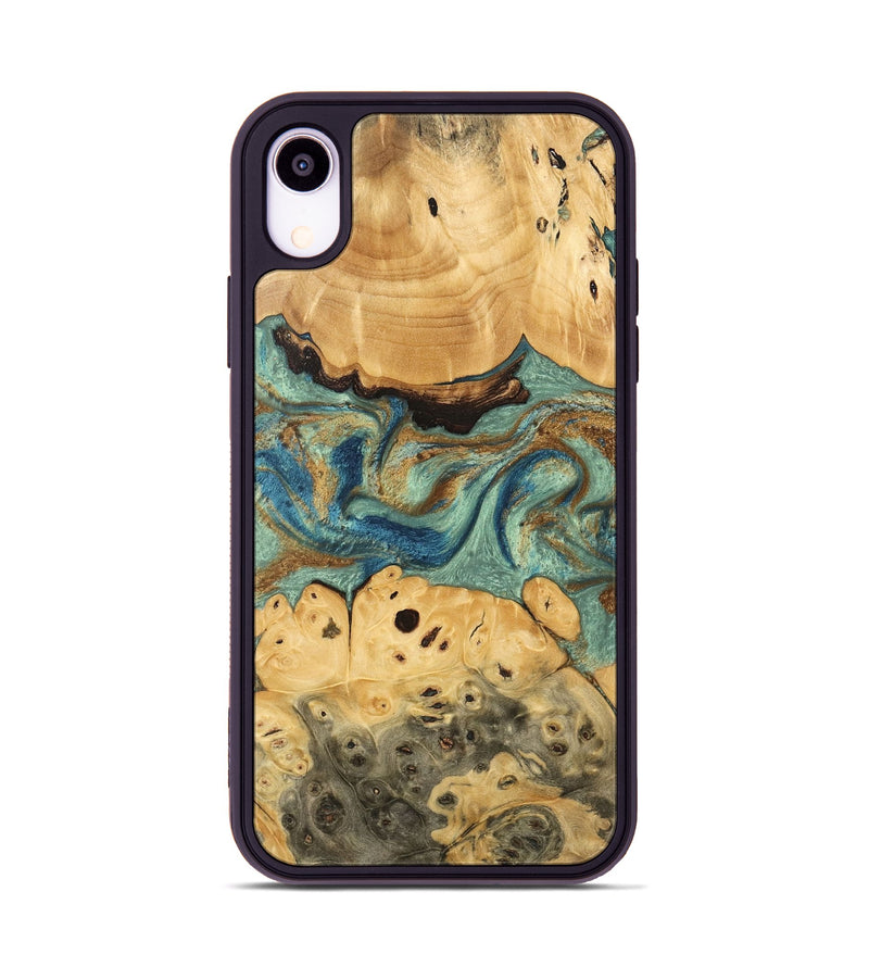 iPhone Xr Wood Phone Case - Carla (Teal & Gold, 745970)