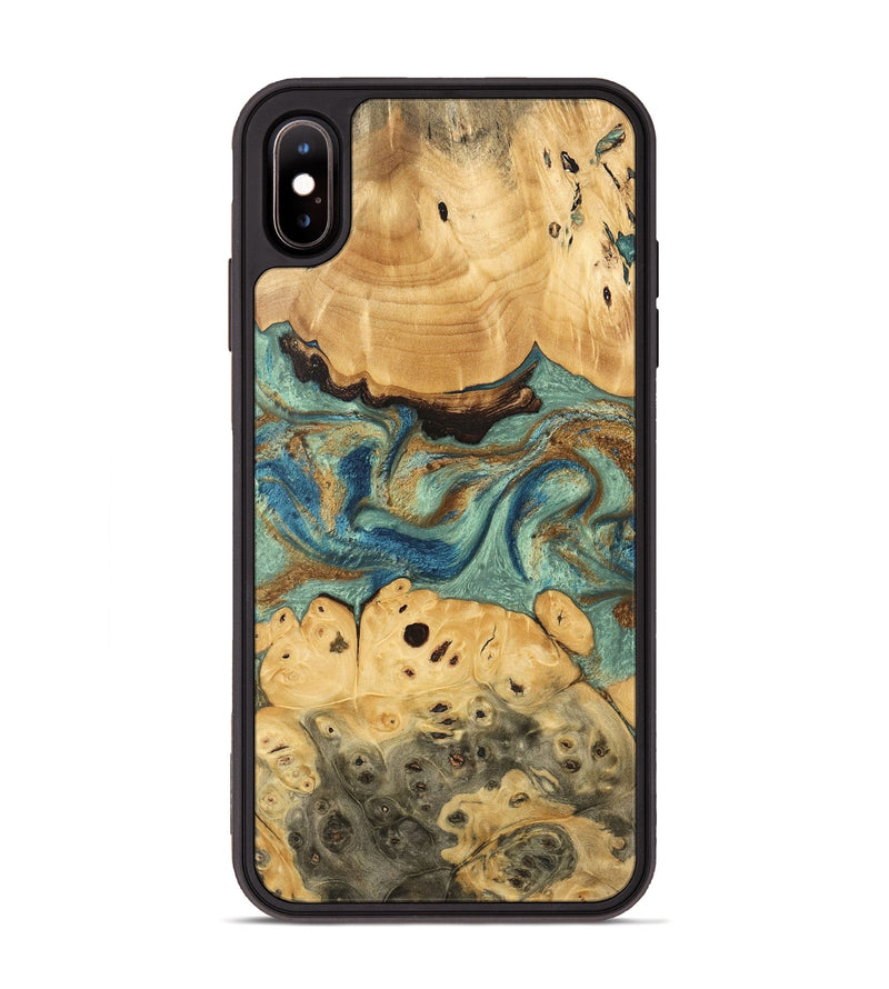 iPhone Xs Max Wood Phone Case - Carla (Teal & Gold, 745970)