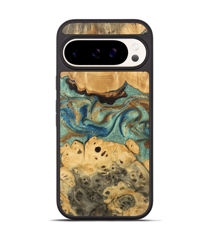 Pixel 9 Wood Phone Case - Carla (Teal & Gold, 745970)