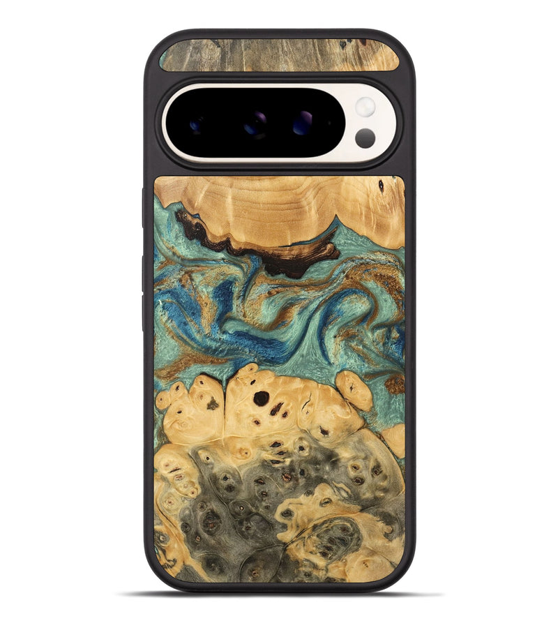 Pixel 9 Pro XL Wood Phone Case - Carla (Teal & Gold, 745970)