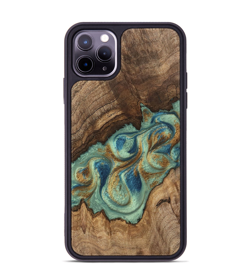 iPhone 11 Pro Max Wood Phone Case - Tadeo (Teal & Gold, 745971)