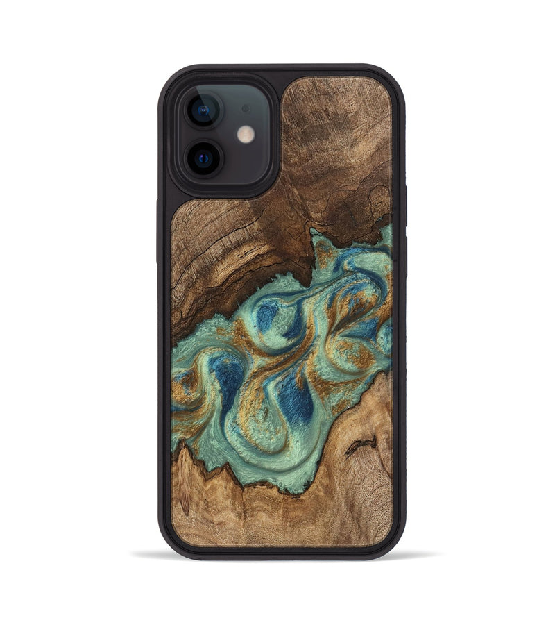 iPhone 12 Wood Phone Case - Tadeo (Teal & Gold, 745971)