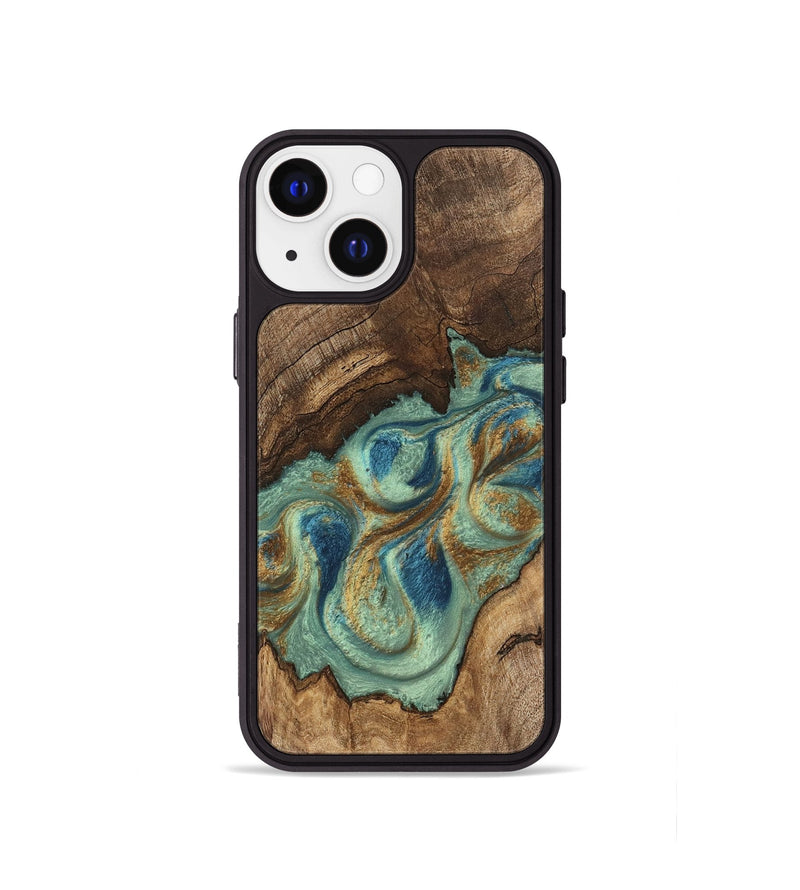 iPhone 13 mini Wood Phone Case - Tadeo (Teal & Gold, 745971)