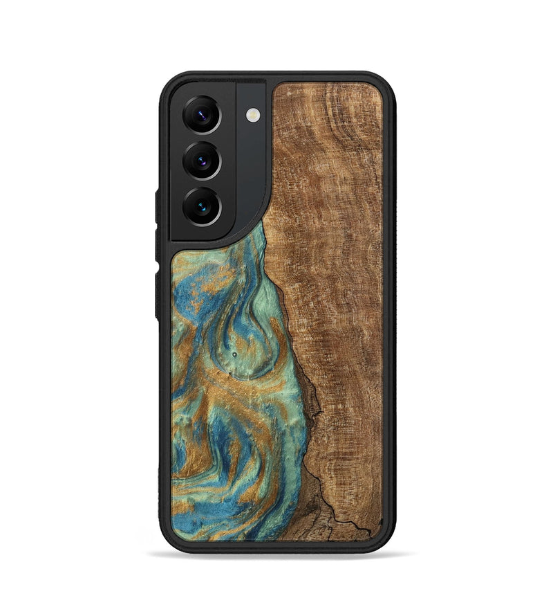 Galaxy S22 Wood Phone Case - Teri (Teal & Gold, 745973)