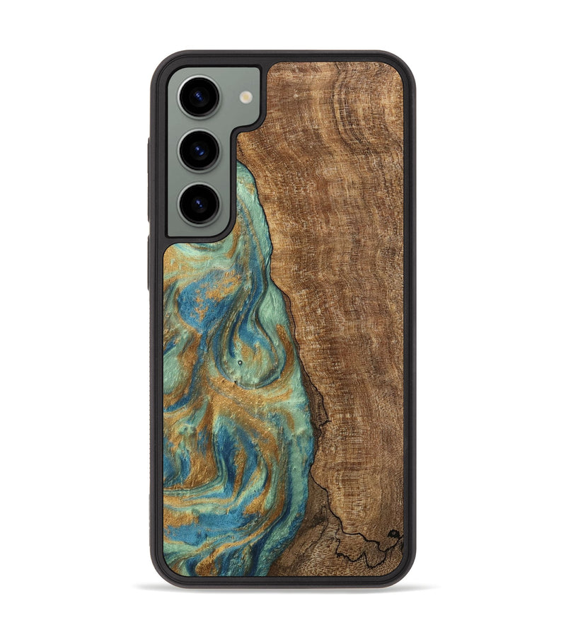 Galaxy S23 Plus Wood Phone Case - Teri (Teal & Gold, 745973)