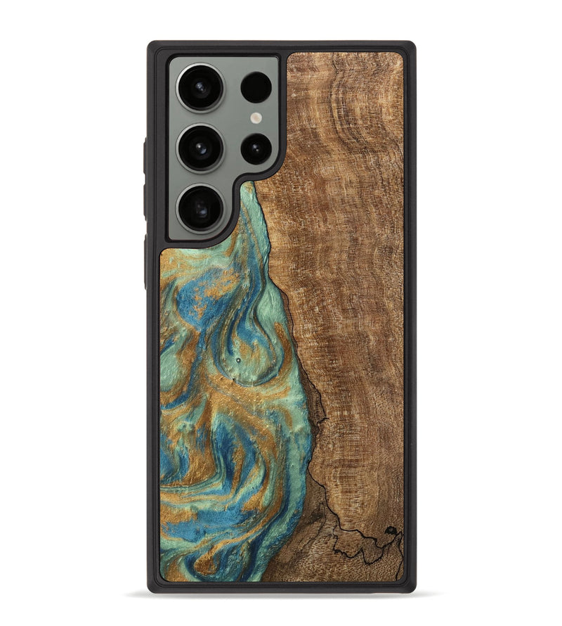 Galaxy S23 Ultra Wood Phone Case - Teri (Teal & Gold, 745973)