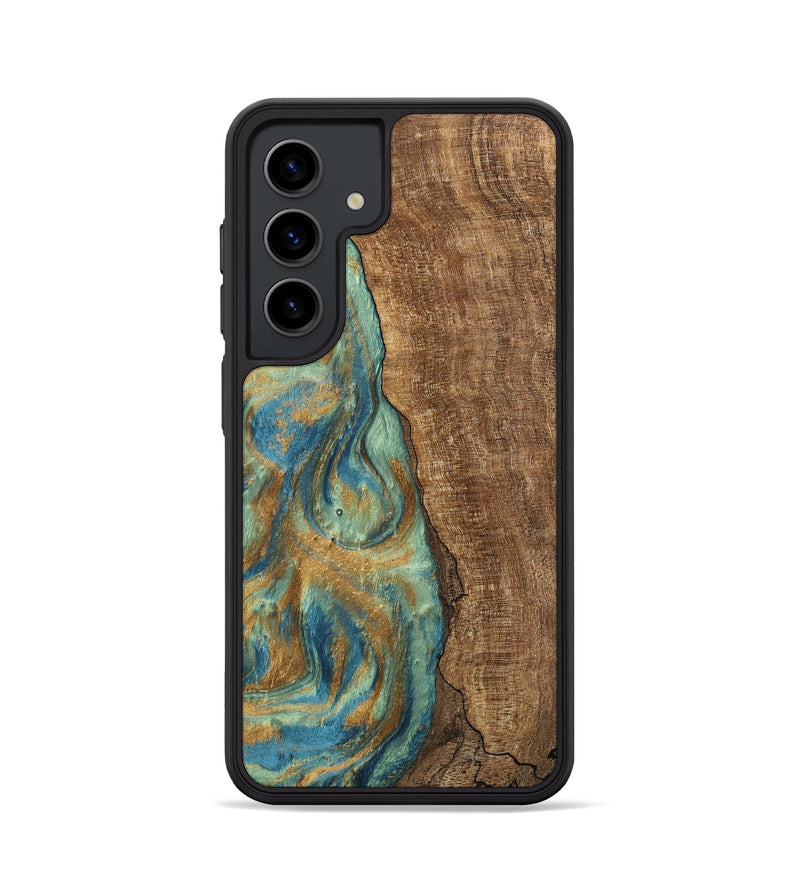 Galaxy S24 Wood Phone Case - Teri (Teal & Gold, 745973)