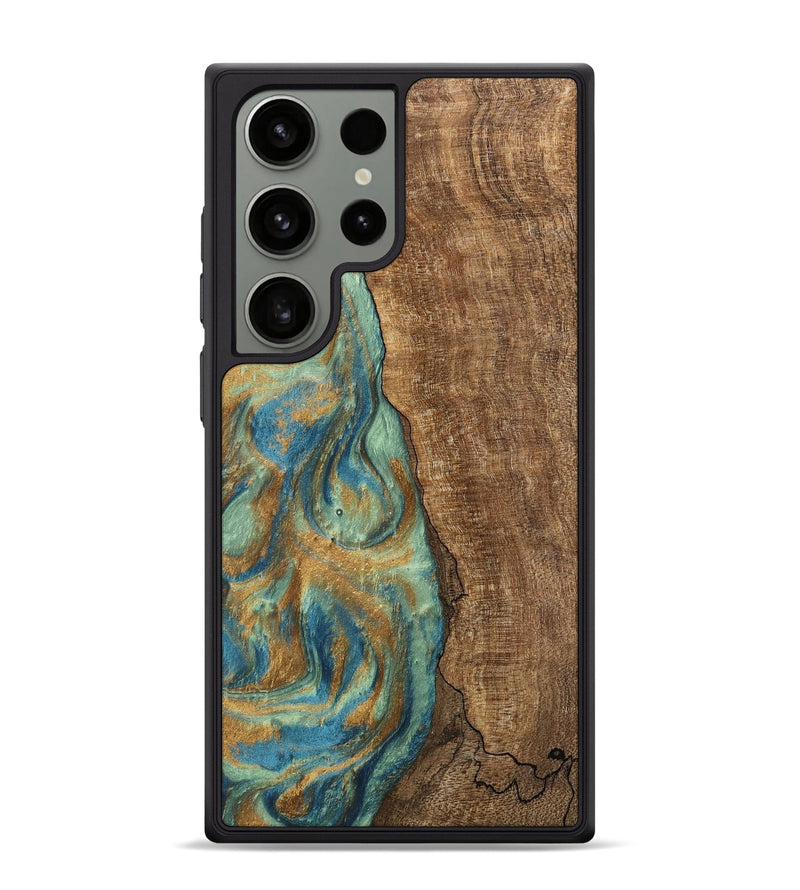 Galaxy S24 Ultra Wood Phone Case - Teri (Teal & Gold, 745973)