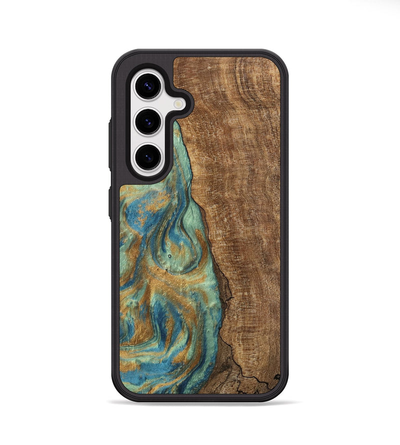 Galaxy S25 Plus Wood Phone Case - Teri (Teal & Gold, 745973)