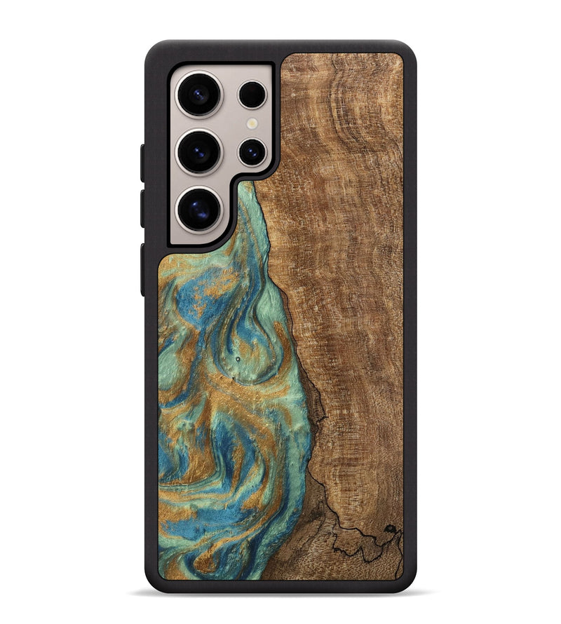 Galaxy S25 Ultra Wood Phone Case - Teri (Teal & Gold, 745973)