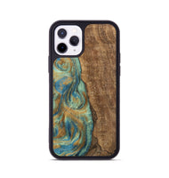 iPhone 11 Pro Wood Phone Case - Teri (Teal & Gold, 745973)