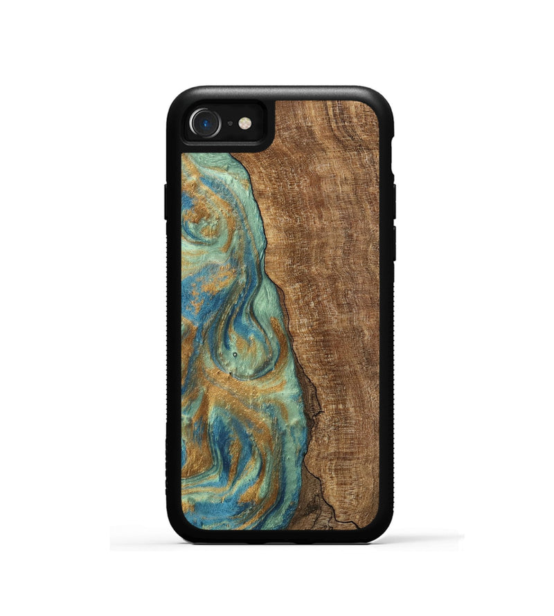 iPhone SE Wood Phone Case - Teri (Teal & Gold, 745973)