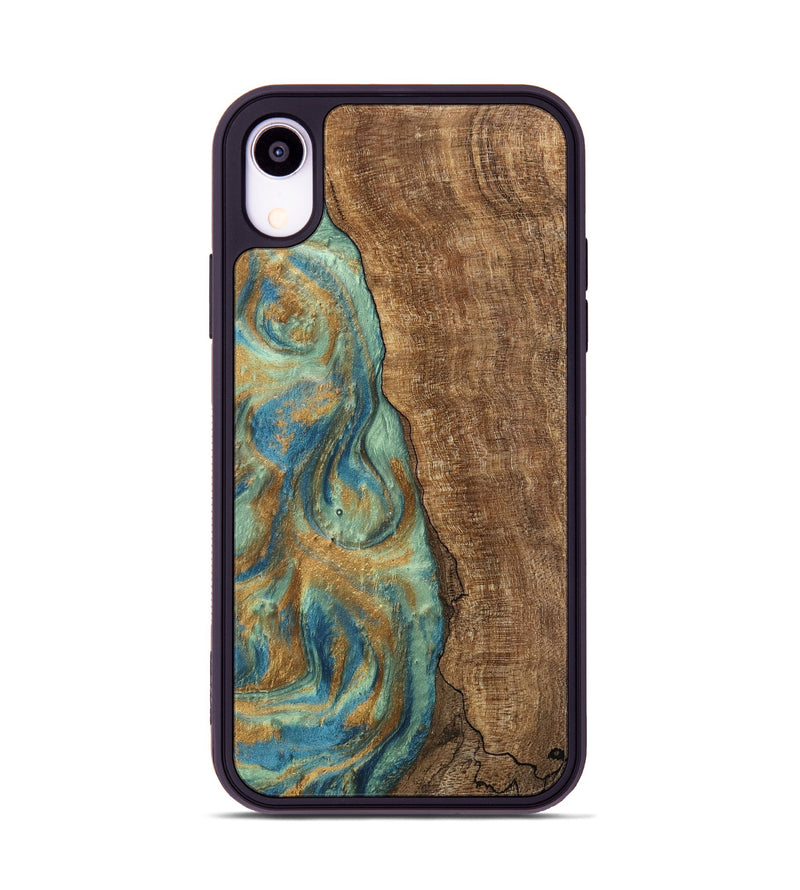 iPhone Xr Wood Phone Case - Teri (Teal & Gold, 745973)