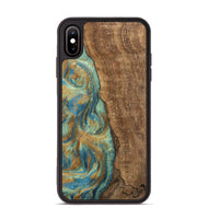 iPhone Xs Max Wood Phone Case - Teri (Teal & Gold, 745973)