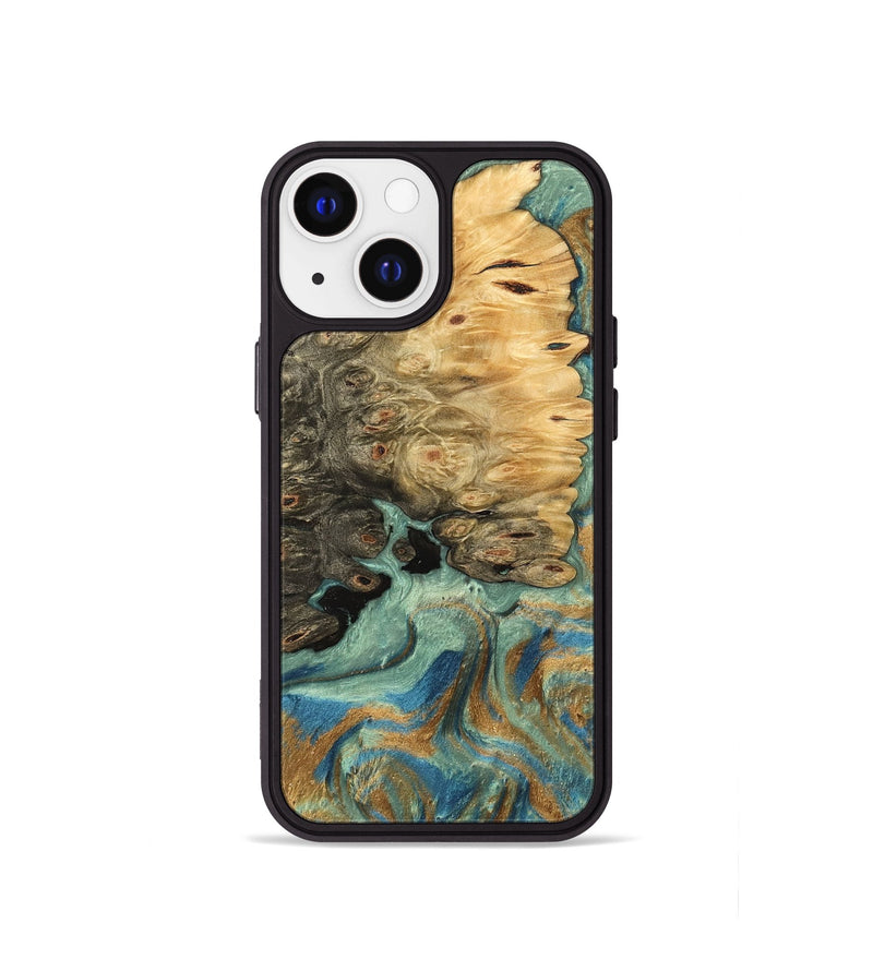 iPhone 13 mini Wood Phone Case - Bobbi (Teal & Gold, 745980)