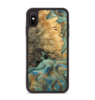 iPhone Xs Max Wood Phone Case - Bobbi (Teal & Gold, 745980)