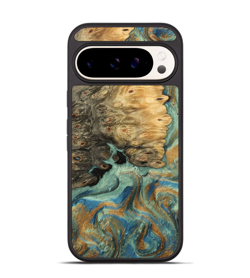 Pixel 9 Wood Phone Case - Bobbi (Teal & Gold, 745980)