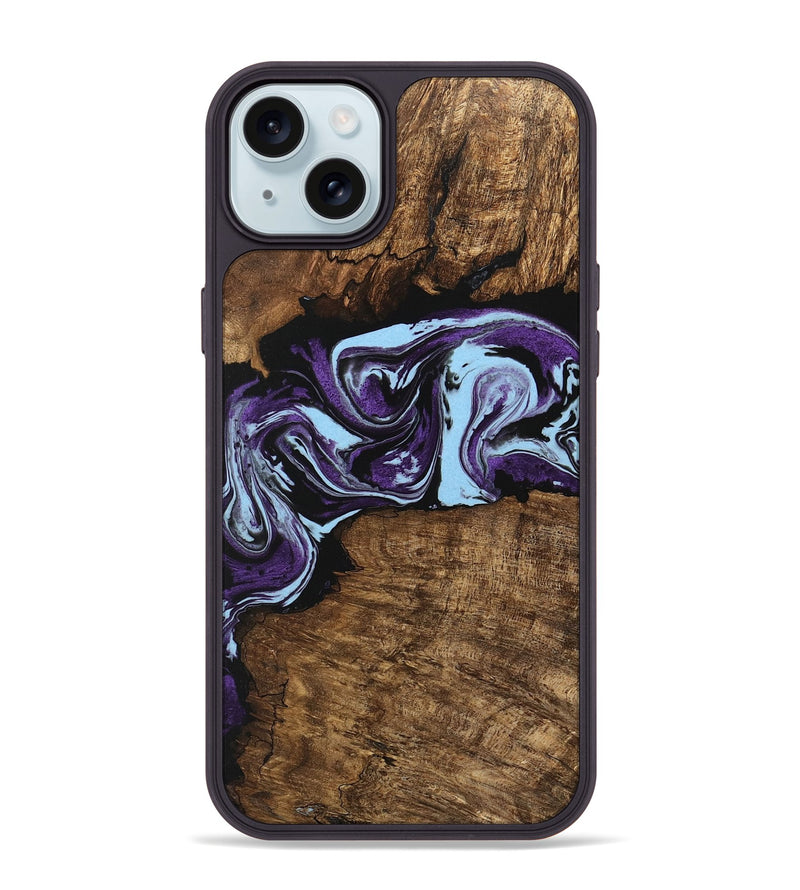 iPhone 15 Plus Wood Phone Case - Aliana (Purple, 745993)