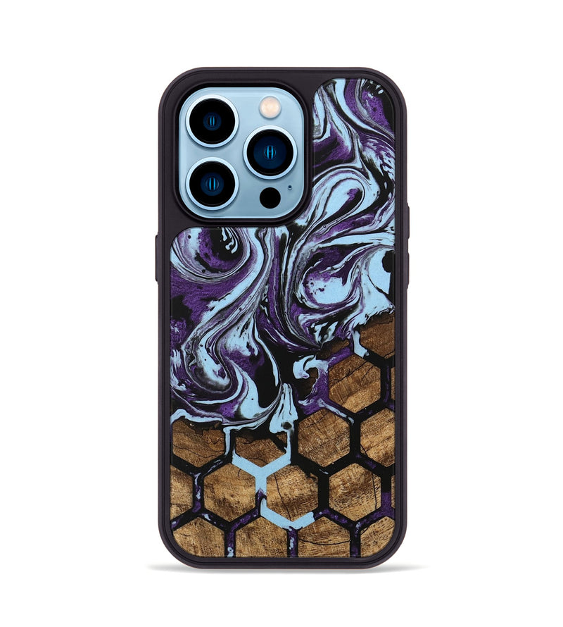 iPhone 14 Pro Wood Phone Case - Flor (Pattern, 745995)