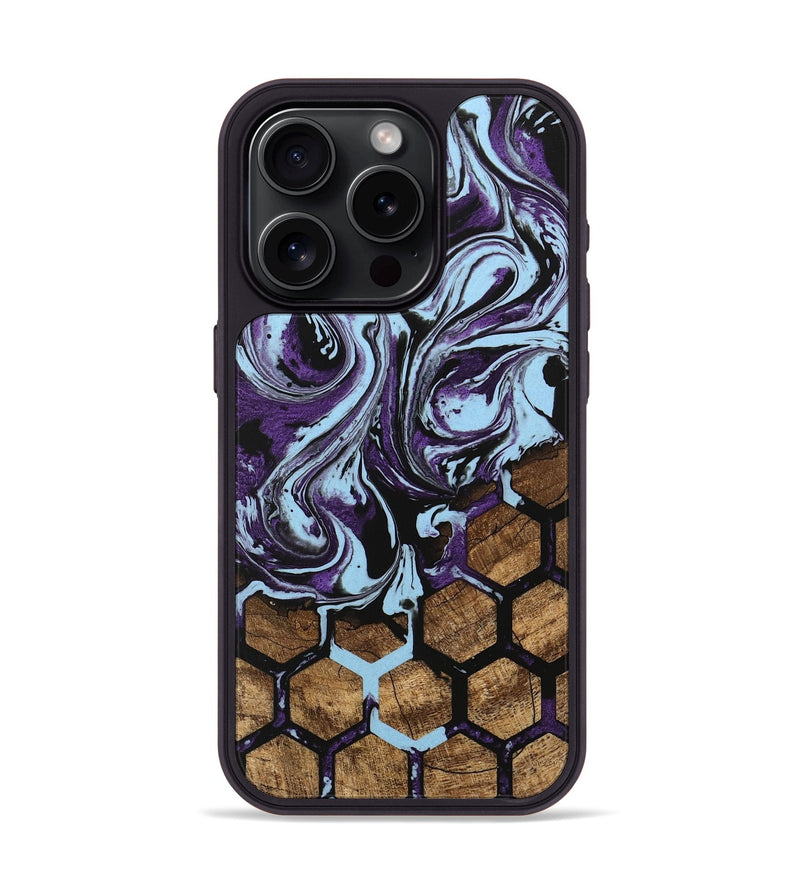 iPhone 15 Pro Wood Phone Case - Flor (Pattern, 745995)