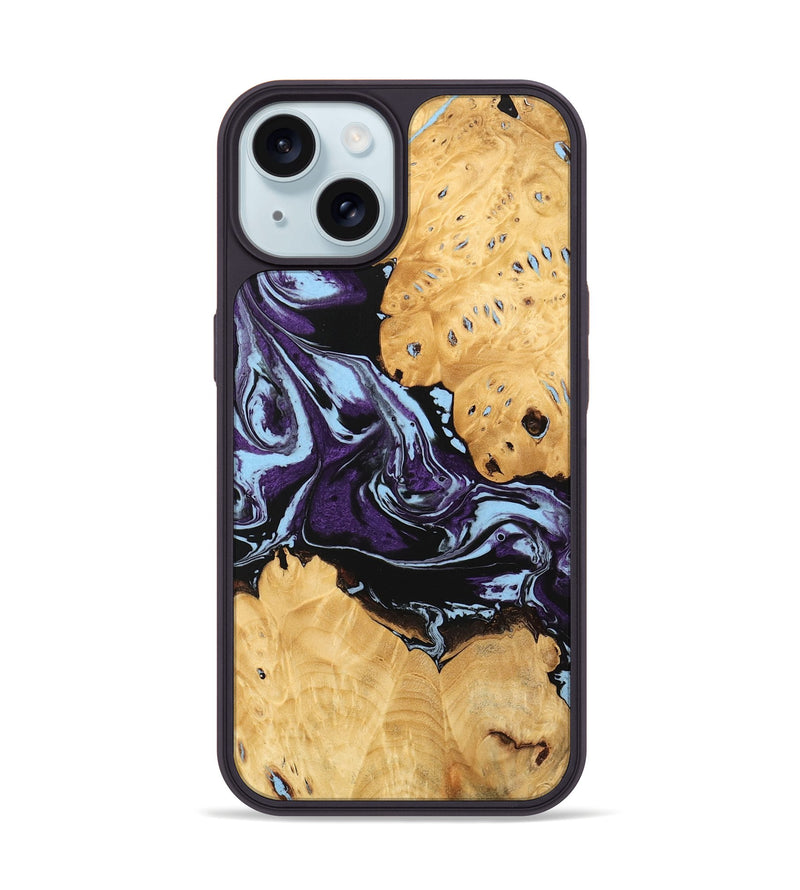 iPhone 15 Wood Phone Case - Castiel (Purple, 745996)