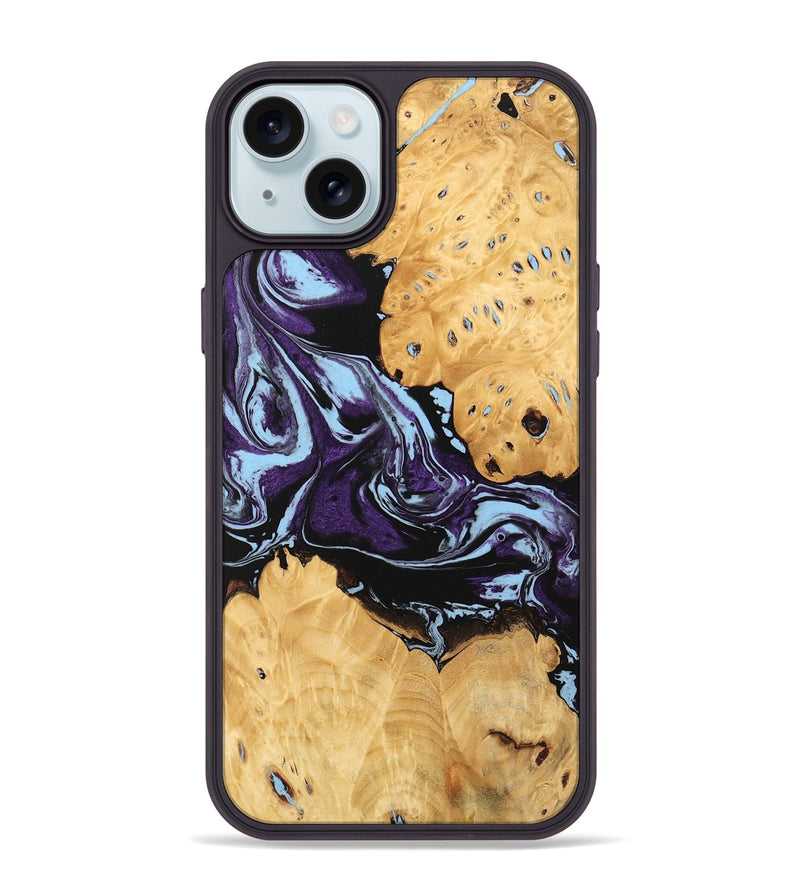 iPhone 15 Plus Wood Phone Case - Castiel (Purple, 745996)