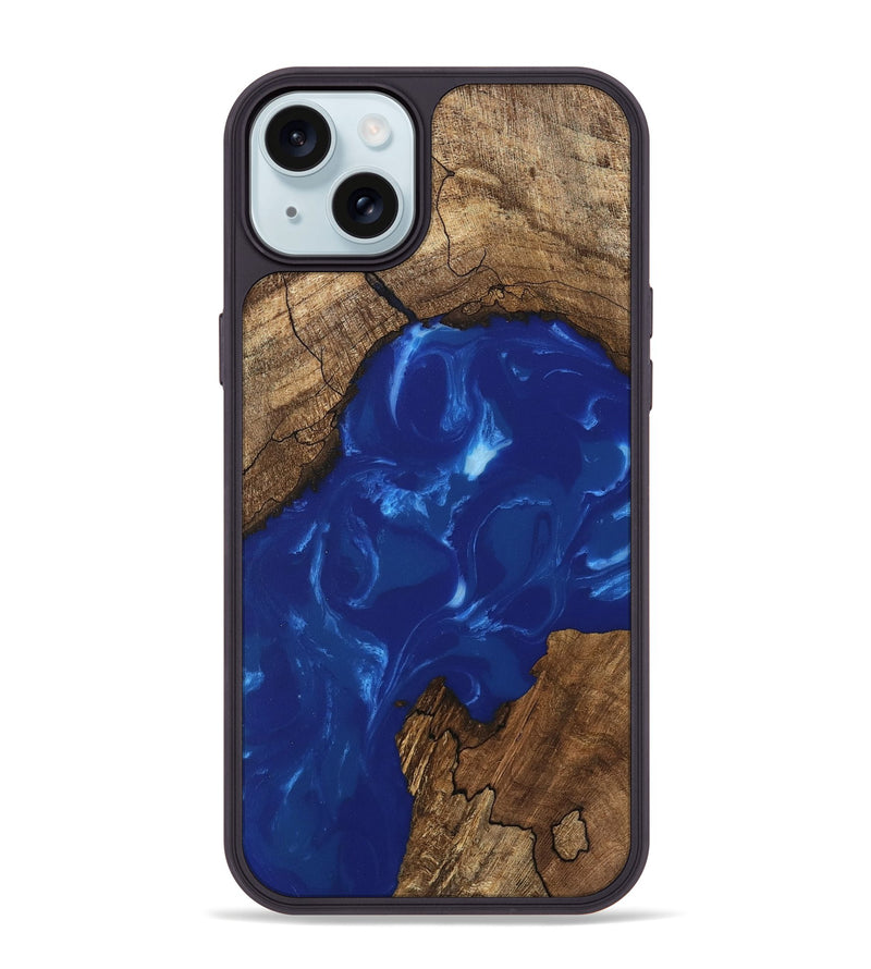 iPhone 15 Plus Wood Phone Case - Samir (Blue, 745998)