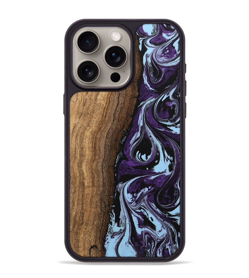 iPhone 15 Pro Max Wood Phone Case - Ginger (Purple, 746002)