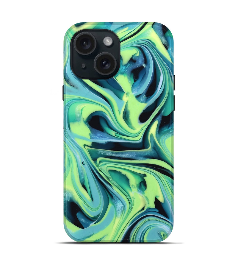 iPhone 15 ResinArt Live Edge Phone Case - Athena (Green, 746007)