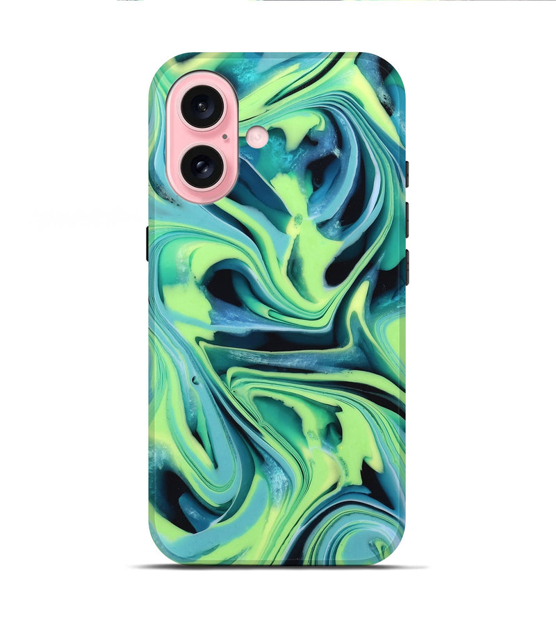 iPhone 16 ResinArt Live Edge Phone Case - Athena (Green, 746007)