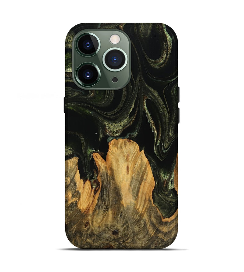 iPhone 13 Pro Wood Live Edge Phone Case - Alesha (Green, 746008)